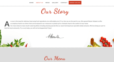 Online Ordering Responsive Website