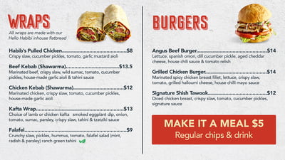 Graphic Design Digital Signage Menu Static