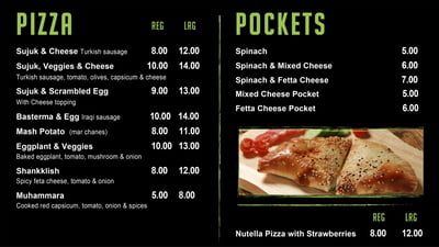Graphic Design Digital Signage Menu Static