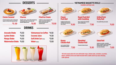Graphic Design Digital Signage Menu Static