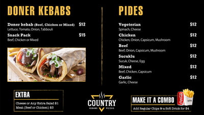 Graphic Design Digital Signage Menu Static